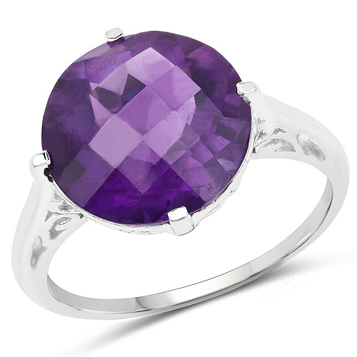 5.60 Carat Genuine Amethyst .925 Sterling Silver Ring  DestGlow