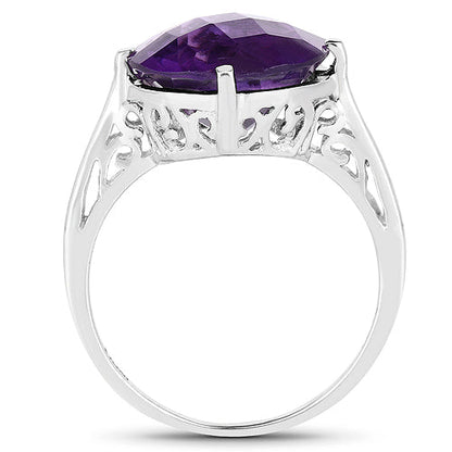5.60 Carat Genuine Amethyst .925 Sterling Silver Ring  DestGlow