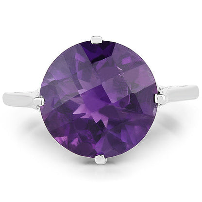 5.60 Carat Genuine Amethyst .925 Sterling Silver Ring  DestGlow