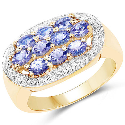 14K Yellow Gold Plated 1.70 Carat Genuine Tanzanite .925 Sterling Silver Ring by Bids.com