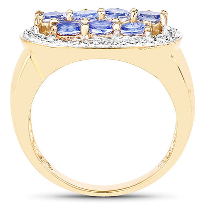 14K Yellow Gold Plated 1.70 Carat Genuine Tanzanite .925 Sterling Silver Ring by Bids.com