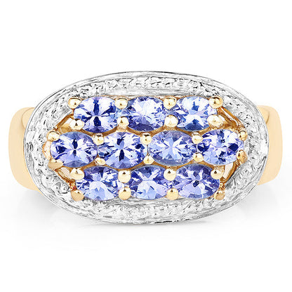 14K Yellow Gold Plated 1.70 Carat Genuine Tanzanite .925 Sterling Silver Ring by Bids.com