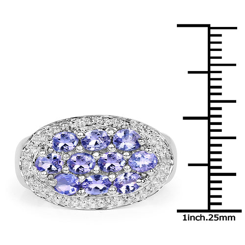 1.70 Carat Genuine Tanzanite .925 Sterling Silver Ring by Bids.com