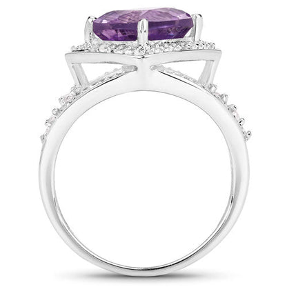 2.82 Carat Genuine Amethyst and White Topaz .925 Sterling Silver Ring by Bids.com