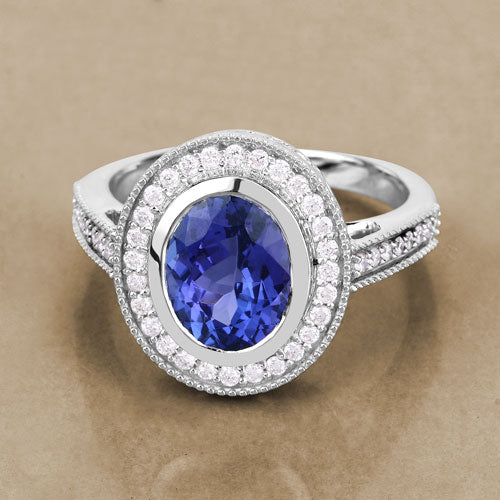 2.94 Carat Genuine Tanzanite and White Diamond 14K White Gold Ring by Bids.com
