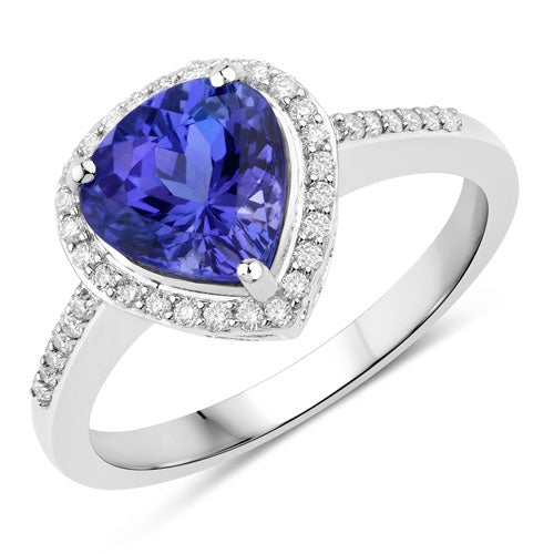 2.33 Carat Genuine Tanzanite and White Diamond 14K White Gold Ring by Bids.com