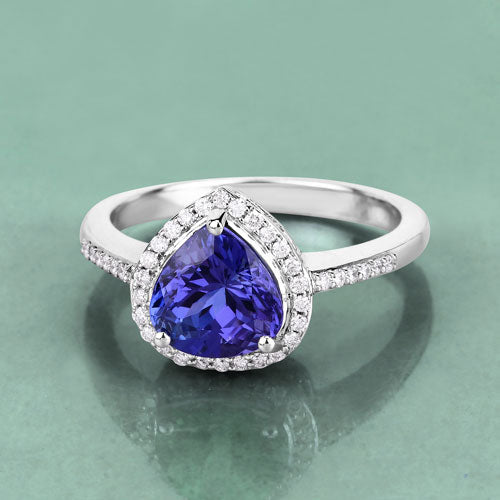 2.33 Carat Genuine Tanzanite and White Diamond 14K White Gold Ring by Bids.com