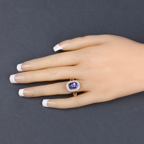 3.33 Carat Genuine Tanzanite and White Diamond 14K Yellow Gold Ring by Bids.com