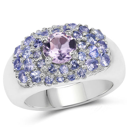 2.43 Carat Genuine Amethyst and Tanzanite .925 Sterling Silver Ring by Bids.com