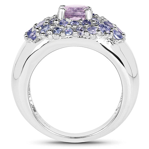 2.43 Carat Genuine Amethyst and Tanzanite .925 Sterling Silver Ring by Bids.com