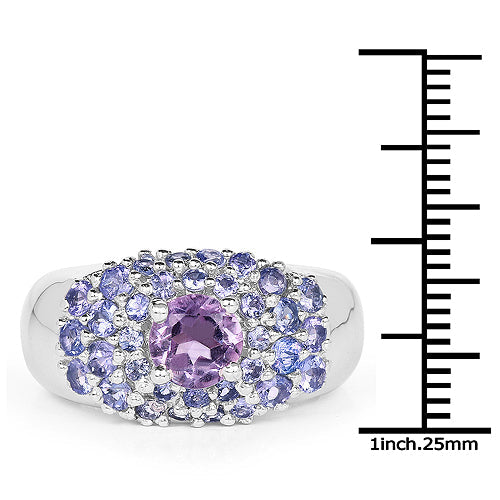 2.43 Carat Genuine Amethyst and Tanzanite .925 Sterling Silver Ring by Bids.com