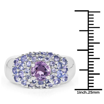 2.43 Carat Genuine Amethyst and Tanzanite .925 Sterling Silver Ring by Bids.com