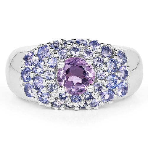 2.43 Carat Genuine Amethyst and Tanzanite .925 Sterling Silver Ring by Bids.com