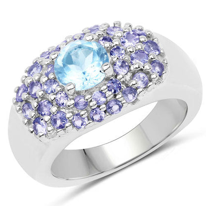 2.78 Carat Genuine Blue Topaz and Tanzanite .925 Sterling Silver Ring by Bids.com