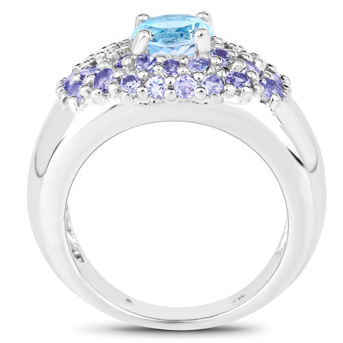 2.78 Carat Genuine Blue Topaz and Tanzanite .925 Sterling Silver Ring by Bids.com