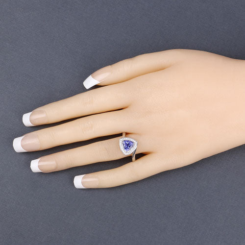 1.48 Carat Genuine Tanzanite and White Diamond 14K White Gold Ring by Bids.com