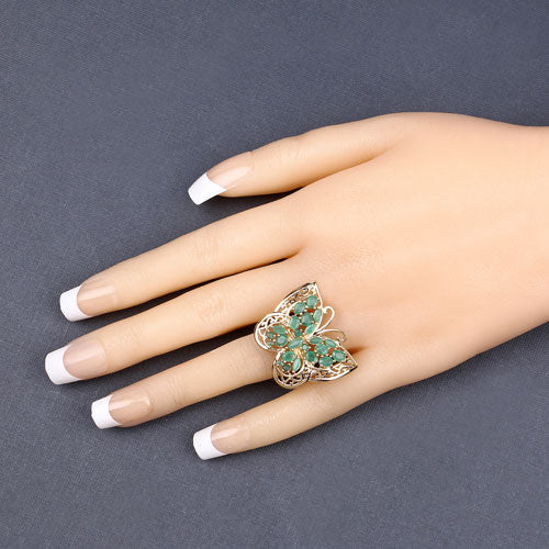 2.09 Carat Genuine Emerald .925 Sterling Silver Ring by Bids.com