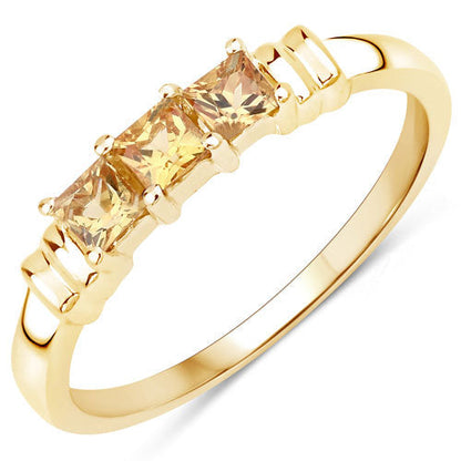 0.54 Carat Genuine Yellow Sapphire .925 Sterling Silver Ring  DestGlow