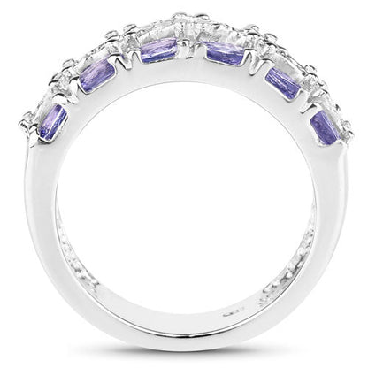 2.05 Carat Genuine Tanzanite and White Topaz .925 Sterling Silver Ring by Bids.com