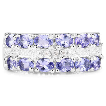 2.05 Carat Genuine Tanzanite and White Topaz .925 Sterling Silver Ring by Bids.com