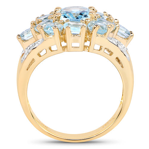 14K Yellow Gold Plated 4.28 Carat Genuine Blue Topaz .925 Sterling Silver Ring by Bids.com