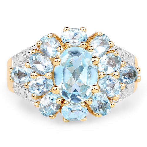 14K Yellow Gold Plated 4.28 Carat Genuine Blue Topaz .925 Sterling Silver Ring by Bids.com