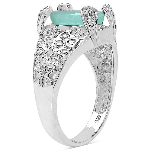 2.52 Carat Genuine Emerald &amp; White Topaz .925 Sterling Silver Ring by Bids.com
