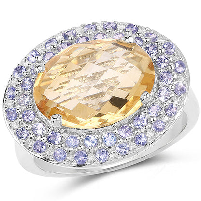 5.78 Carat Genuine Citrine and Tanzanite .925 Sterling Silver Ring by Bids.com