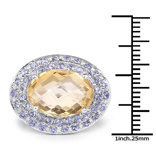 5.78 Carat Genuine Citrine and Tanzanite .925 Sterling Silver Ring by Bids.com