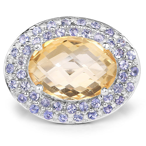 5.78 Carat Genuine Citrine and Tanzanite .925 Sterling Silver Ring by Bids.com