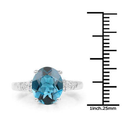 2.64 Carat Genuine London Blue Topaz and White Topaz .925 Sterling Silver Ring by Bids.com