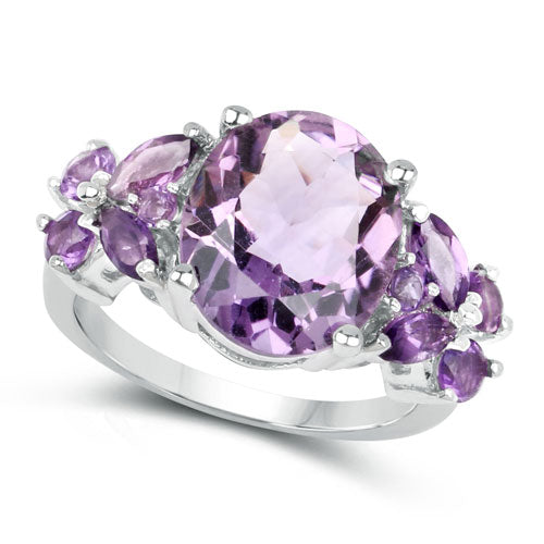 5.35 Carat Genuine Amethyst .925 Sterling Silver Ring  DestGlow
