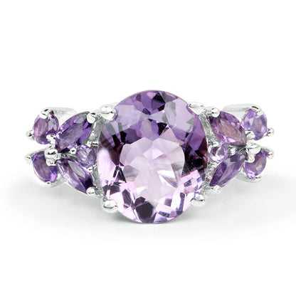 5.35 Carat Genuine Amethyst .925 Sterling Silver Ring  DestGlow