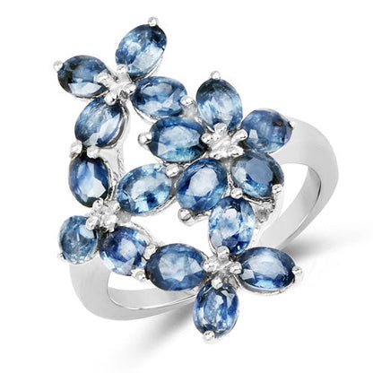 3.40 Carat Genuine Blue Sapphire .925 Sterling Silver Ring by Bids.com