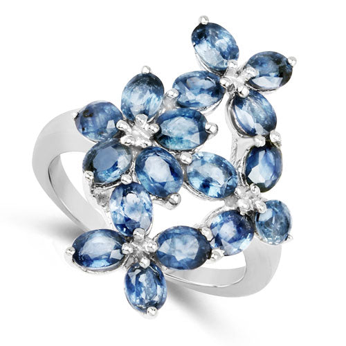 3.40 Carat Genuine Blue Sapphire .925 Sterling Silver Ring by Bids.com