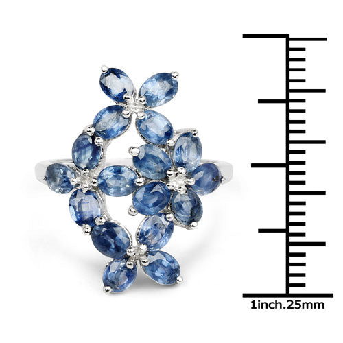 3.40 Carat Genuine Blue Sapphire .925 Sterling Silver Ring by Bids.com