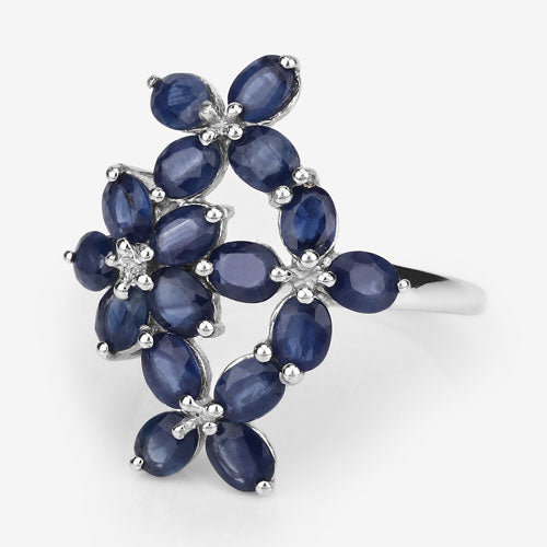 3.40 Carat Genuine Blue Sapphire .925 Sterling Silver Ring by Bids.com