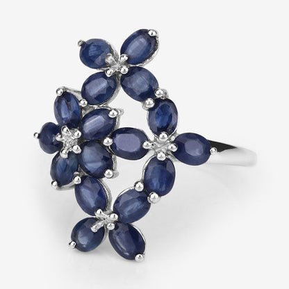 3.40 Carat Genuine Blue Sapphire .925 Sterling Silver Ring by Bids.com