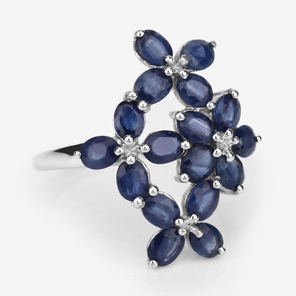 3.40 Carat Genuine Blue Sapphire .925 Sterling Silver Ring by Bids.com