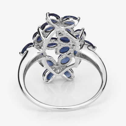 3.40 Carat Genuine Blue Sapphire .925 Sterling Silver Ring by Bids.com