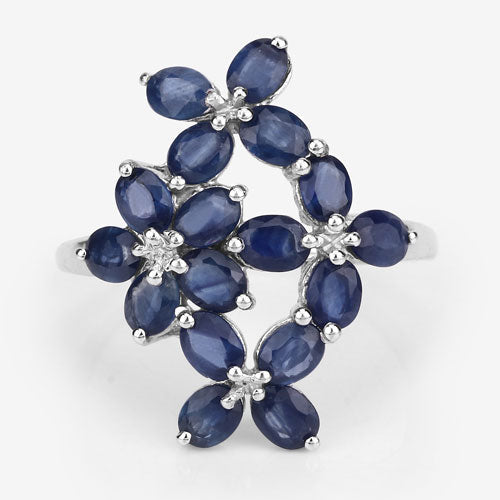 3.40 Carat Genuine Blue Sapphire .925 Sterling Silver Ring by Bids.com
