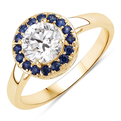 1.32 Carat Genuine Blue Sapphire and Lab Grown Diamond 14K Yellow Gold Ring by Bids.com