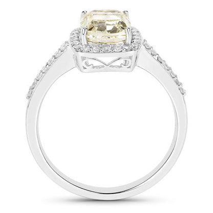 IGI Certified 2.05 Carat Genuine Light Yellow Diamond Center and 0.29cttw White Diamond 18K White Gold Ring (2.34cttw) by Bids.com