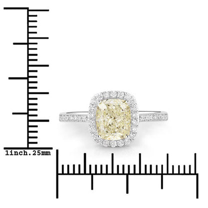 IGI Certified 2.05 Carat Genuine Light Yellow Diamond Center and 0.29cttw White Diamond 18K White Gold Ring (2.34cttw) by Bids.com