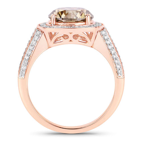 IGI Certified 3.01 Carat Genuine Brown Diamond Center and 0.52cttw White Diamond 18K Rose Gold Ring (3.53cttw) by Bids.com