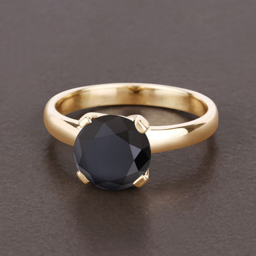 3.00 Carat Genuine Black Diamond 14K Yellow Gold Ring by Bids.com