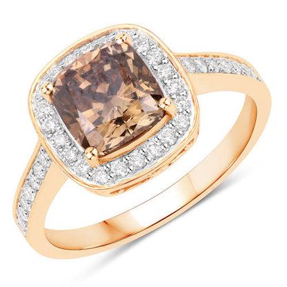 IGI Certified 2.19 Carat Genuine Brown Diamond Center and 0.36cttw White Diamond 18K Yellow Gold Ring (2.55cttw) by Bids.com