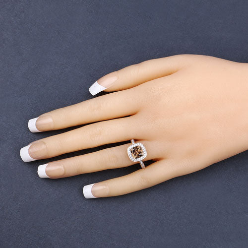 IGI Certified 2.19 Carat Genuine Brown Diamond Center and 0.36cttw White Diamond 18K Yellow Gold Ring (2.55cttw) by Bids.com