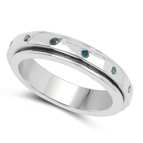 0.14 Carat Genuine Blue Diamond .925 Sterling Silver Ring by Bids.com