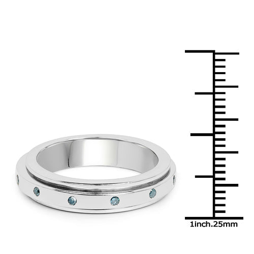 0.14 Carat Genuine Blue Diamond .925 Sterling Silver Ring by Bids.com